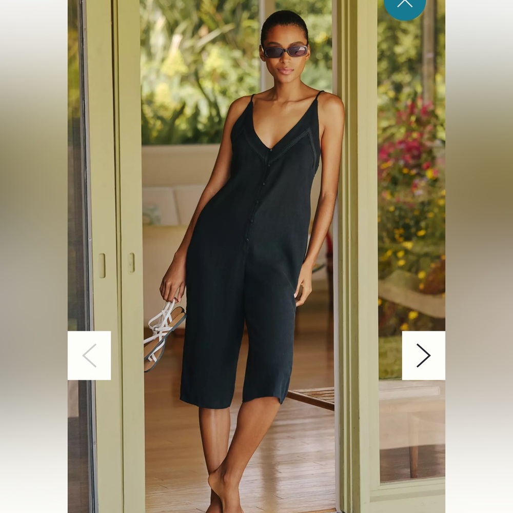 Anthropologie Celandine linen blend sleeveless crop jumpsuit